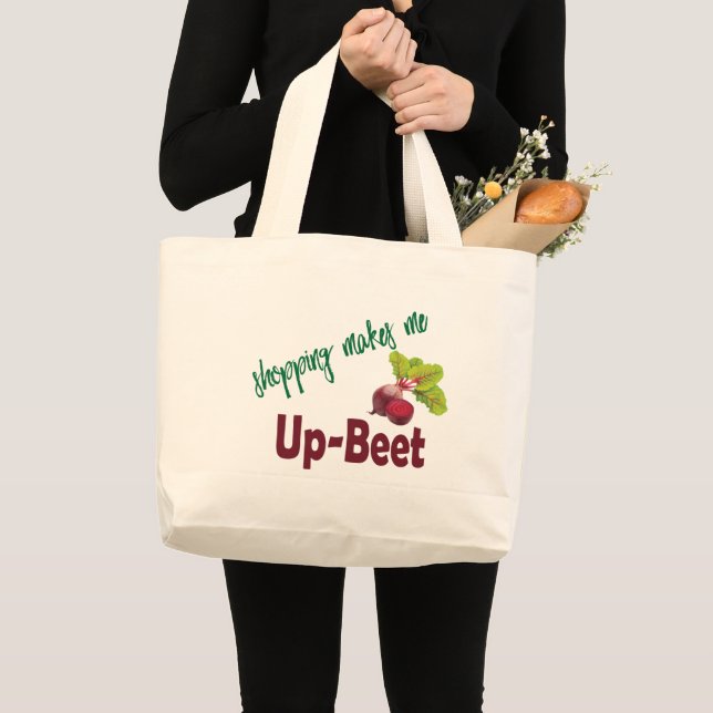 Bolsa Tote Grande Beet Vegetal Comprando Diversão (Frente (produto))