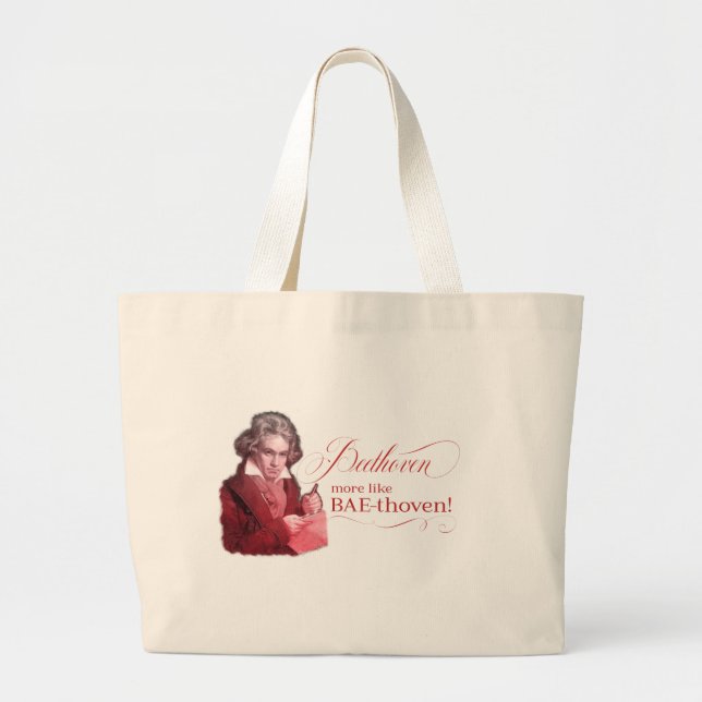 Bolsa Tote Grande Beethoven BAEthoven Classic Composer Pun (Frente)