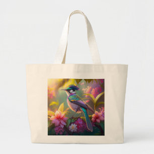 Bolsa Tote Grande Beija-flor Fantasia com Asas de Arco-íris e Crista