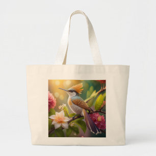 Bolsa Tote Grande Beija-flor Fantasia com Crista Dourada