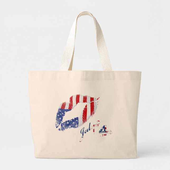 Bolsa Tote Grande Beije a bandeira dos EUA (Frente)
