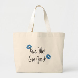 Bolsa Tote Grande Beije-me! Eu sou grego