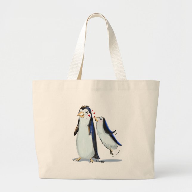 Bolsa Tote Grande Beijo do pinguim (Frente)