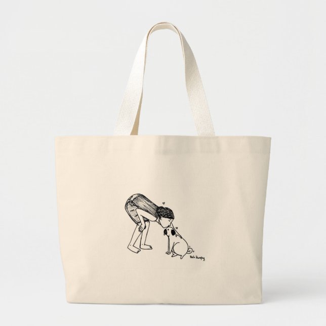 Bolsa Tote Grande Beijos do Pug (Frente)