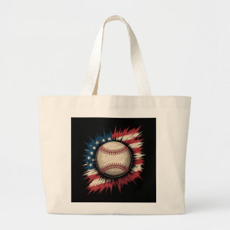Bolsa Tote Grande Beisebol Patriótico EUA Bandeira Americana Esporte