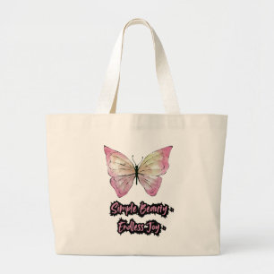 Bolsa Tote Grande "Beleza Simples, Alegria Infinita - Borboleta Aqua