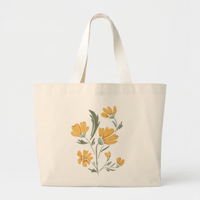 Bolsa Tote Grande Beleza Simples do Cosmos Amarelo (Frente)