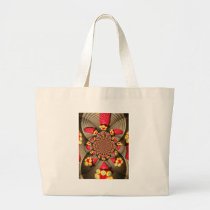 Bolsa Tote Grande Belo caleidoscópio vermelho e amarelo