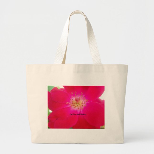 Bolsa Tote Grande Belo design de caleidoscópio floral na moda vermel (Frente)