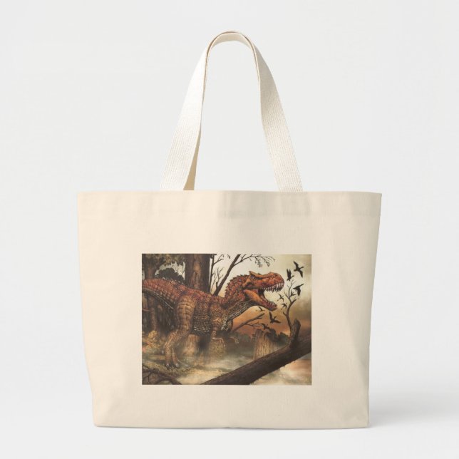 Bolsa Tote Grande Belo Design de Sobrevivência Dinossauro (Frente)