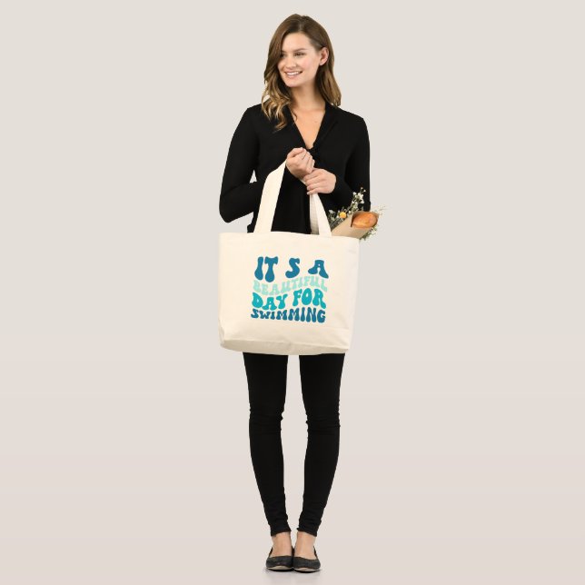Bolsa Tote Grande Belo dia para Nadar. (Frente (modelo))