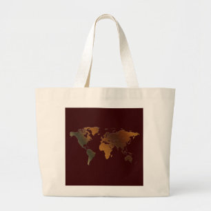 Bolsa Tote Grande Belo Mapa do Mundo Moderno #Bolsa do Presente
