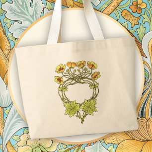 Bolsa Tote Grande Belo Motivo Floral Art Nouveau