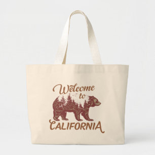 Bolsa Tote Grande Bem-vindo ao Urso da Califórnia