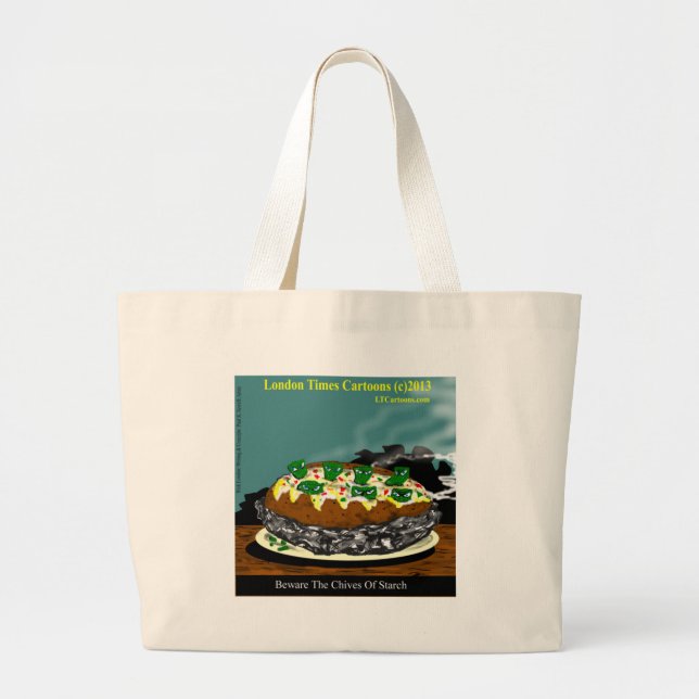 Bolsa Tote Grande Beware The Chives Of Starch Funny Potato (Frente)