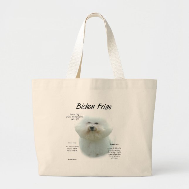Bolsa Tote Grande Bichon Frise History; Tudo Sobre Bichon Frise (Frente)