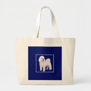Bolsa Tote Grande Bichon Frise Marinha Quadrada
