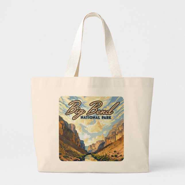 Bolsa Tote Grande Big Bend National Park Texas Desert Retro (Frente)