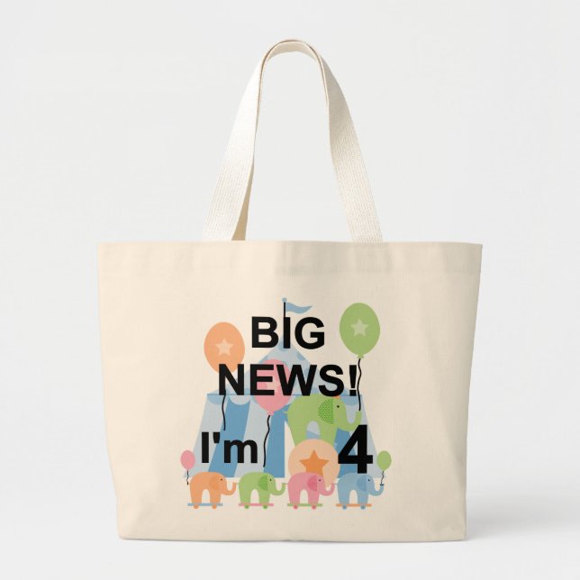 Bolsa Tote Grande Big News Circus 4th Birthday T shirts e presentes (Frente)