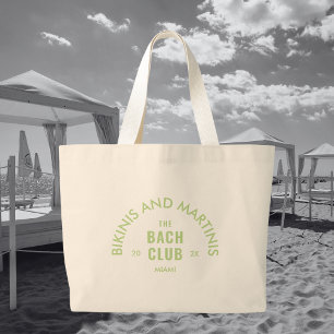 Bolsa Tote Grande Bikinis Verdes E Martinis O Clube Bach Custom