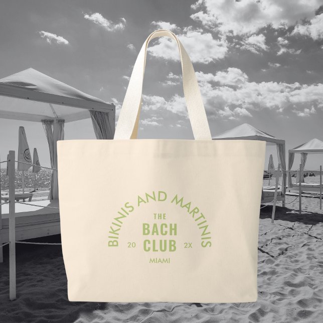 Bolsa Tote Grande Bikinis Verdes E Martinis O Clube Bach Custom (Criador carregado)