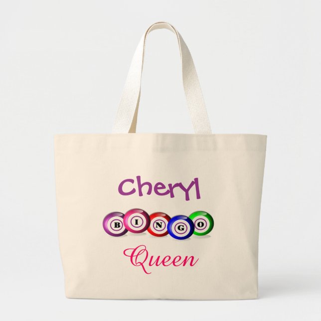 Bolsa Tote Grande Bingo Queen Bingo Balls Design (Frente)