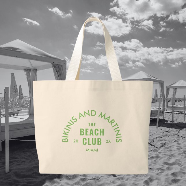 Bolsa Tote Grande Biquínis Verdes E Martinis The Beach Club Personal (Criador carregado)