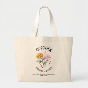 Bolsa Tote Grande Birth Month Flower OCTOBER Christian