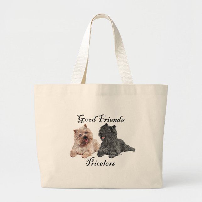 Bolsa Tote Grande Black & Brown Cairn Terriers (Frente)