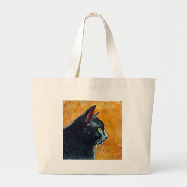 Bolsa Tote Grande Black Cat in Profile, Tickles (Frente)