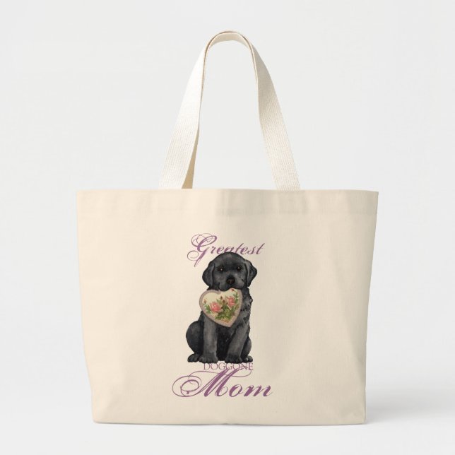 Bolsa Tote Grande Black Lab Heart Mãe (Frente)