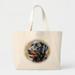 Bolsa Tote Grande Black Lab Impressionist Art Tote Bag