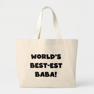 Bolsa Tote Grande Black Text Best Baba T-shirts e presentes