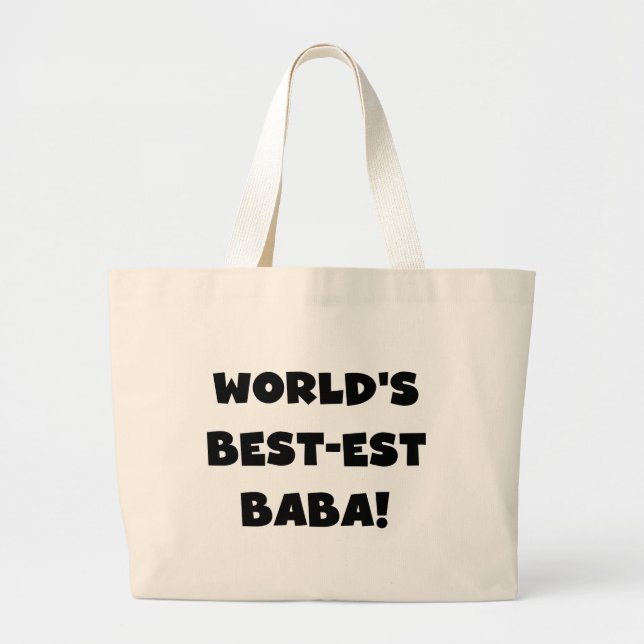 Bolsa Tote Grande Black Text Best Baba T-shirts e presentes (Frente)