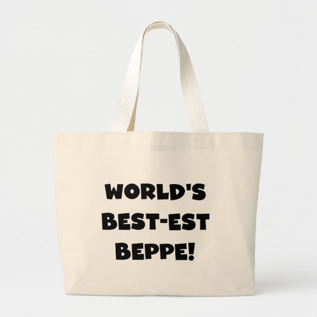 Bolsa Tote Grande Black Text Best Beppe T-shirts e presentes (Frente)