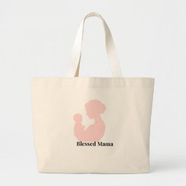 Bolsa Tote Grande Blessed Mama Floral Minimalist Tote Bag