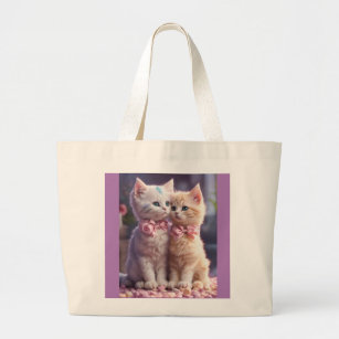 Bolsa Tote Grande Blisa surrada: Marshmallow Kitten Design Totabag
