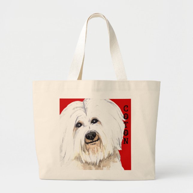 Bolsa Tote Grande Bloco da cor do algodão (Frente)