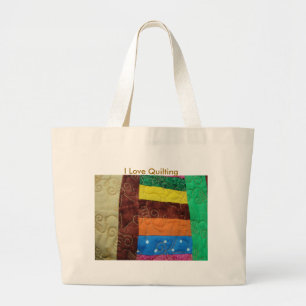 Bolsa Tote Grande bloco Multi-colorido da edredão, eu amo estofar