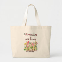  BLOOMING IN NJ, FLORAL GARDEN CANVAS TOTE