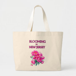 BOLSA TOTE GRANDE BLOOMING IN NJ , PINK PEONIES FLORAL CANVAS TOTE