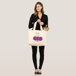 BOLSA TOTE GRANDE BLOOMING IN NJ, PURPLE COSMOS FLORAL TOTE BAG