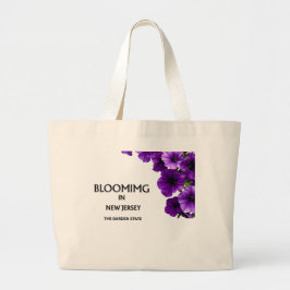 BOLSA TOTE GRANDE  BLOOMING IN NJ , VIOLETS FLORAL CANVAS TOTE BAG