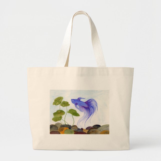 Bolsa Tote Grande Blue Betta Fish (Frente)