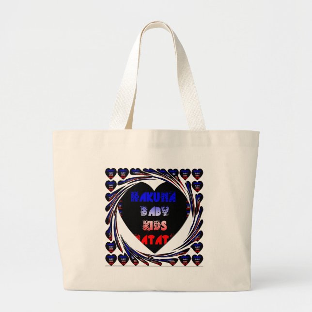 Bolsa Tote Grande Blue Black Hakuna Matata Baby Kids Design.png (Frente)