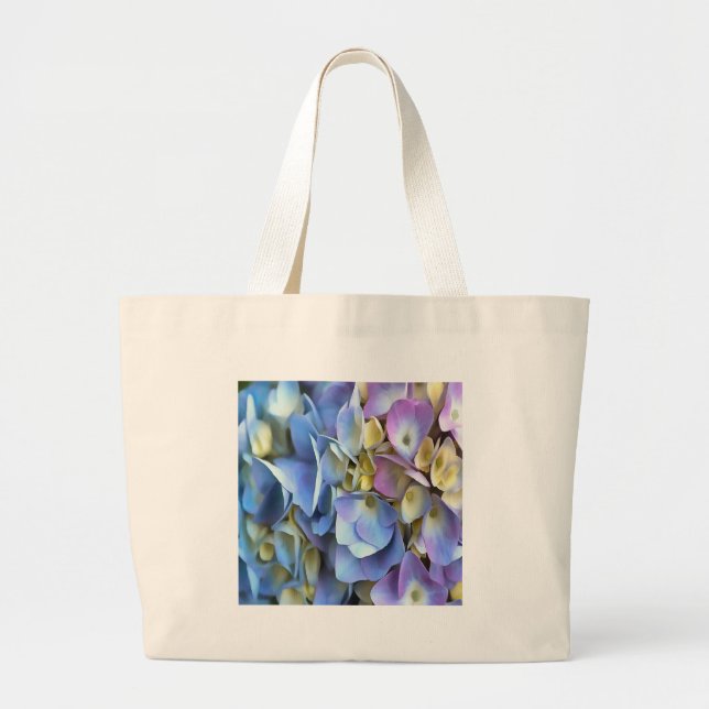 Bolsa Tote Grande Blue Hydrangea Shrub Artístico Bossom (Frente)