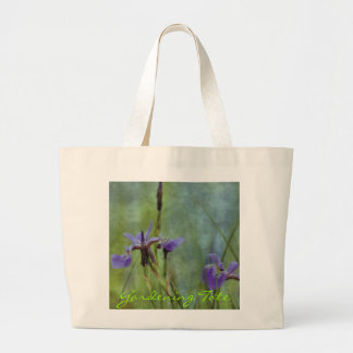 Bolsa Tote Grande Blue Iris Impressionist Floral Gardening Bag