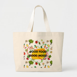 Bolsa Tote Grande Boa comida, design de bom humor, comida divertida