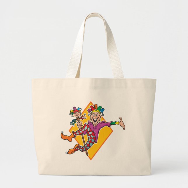 Bolsa Tote Grande Bobo da corte dos desenhos animados (Frente)