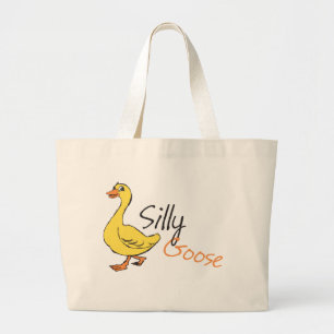 Bolsa Tote Grande Bobo Desenhado de Mão Amarelo - Caricatura de Gan
